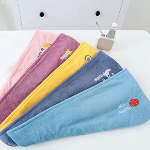 Ladies Quick Dry Towel, Super Absorbent Coral Velvet Ladies Towel Set, Soft Hair Drying Towel with Embroidery, with Embroidery, Suitable for Children and Ladies (5pcs)