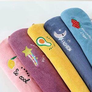 Ladies Quick Dry Towel, Super Absorbent Coral Velvet Ladies Towel Set, Soft Hair Drying Towel with Embroidery, with Embroidery, Suitable for Children and Ladies (5pcs)