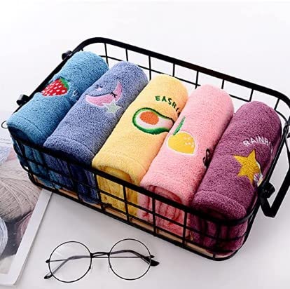 Ladies Quick Dry Towel, Super Absorbent Coral Velvet Ladies Towel Set, Soft Hair Drying Towel with Embroidery, with Embroidery, Suitable for Children and Ladies (5pcs)