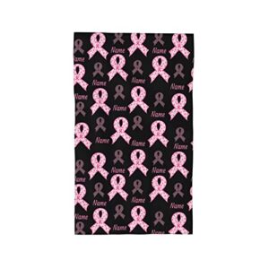 pamiberbi custom hand towel with name personalized pink breast cancer ribbon towel microfiber soft face towels highly absorbent washcloths hotel bathroom shower spa swim fingertip towels 27.5 x 16 in