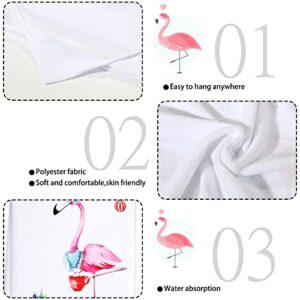 Set of 4 Christmas in July Flamingo Hand Towels Merry Christmas Flamingo Dish Towels, Gnome Flamingo Holiday Tea Hand Towels Housewarming Gifts for New Home Bathroom Decorations