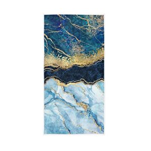 chsin blue marble gold foil and glitter wavy hand towels soft absorbent quick dry towel hign quality hanging towels for bathroom, gym, swimming pool, running 30x15inch 21210206