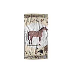 moslion horse hand towel equestrian sport england steeplechase belt tree grass towel soft microfiber face hand towel kitchen bathroom for boys girls men 15x30 inch