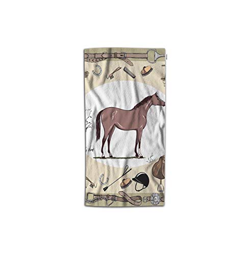 Moslion Horse Hand Towel Equestrian Sport England Steeplechase Belt Tree Grass Towel Soft Microfiber Face Hand Towel Kitchen Bathroom for Boys Girls Men 15x30 Inch