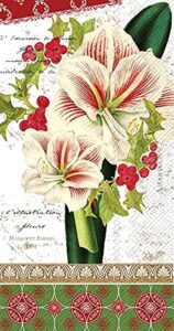 christmas hand towels decorative paper hand towels for christmas bathroom decor guest towels - farmhouse bathroom hand towels disposable - red and white floral amaryllis pak 32