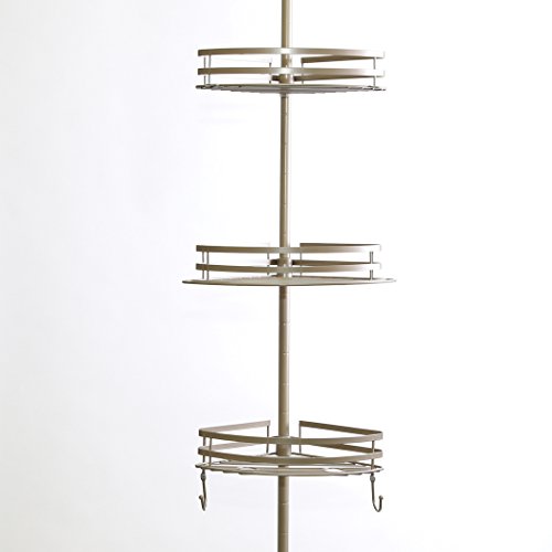 BINO Tension Pole Corner Shower Caddy - Brushed Nickel - Shower Organizer Shower Shelf Shower Rack Shower Storage Bathroom Caddy Shower Corner Shelf Shower Shelves Shower Caddy Corner Shower Shelf