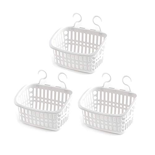 Bernese 3pcs Plastic Hanging Shower Caddy Basket,Connecting Organizer Storage Basket,with Hook,For Bathroom Kitchen, Pantry, Bathroom, Dorm Room