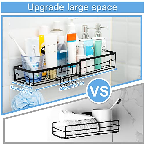 ETECHMART Corner Shower Caddy, 0°- 330°Rotation Adhesive Shower Shelves Organizer for Bathroom, SUS304 Rustproof Floating Storage Rack for Inside with Hooks, No Drilling - 2 Pack/Black