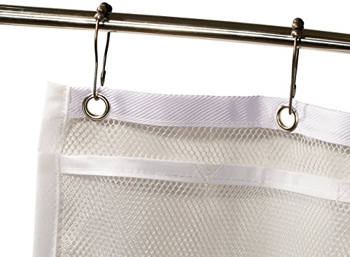 Shower Curtain Bathroom Organizer -9 Pockets- Perfect for Organizing Your Home Bath. Organize Your Toiletries and kid’s Toys in Nine Durable Deep Mesh Pockets. Hang on Existing Shower Curtain Rings.