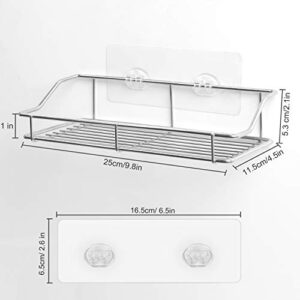 SMARTAKE 4-Pack Shower Caddy, Adhesive Bathroom Shelf Wall Mounted, No Drilling Strong Shower Caddies Kitchen Racks - Stainless Steel Storage Organizers (9.9 Inches), Silver