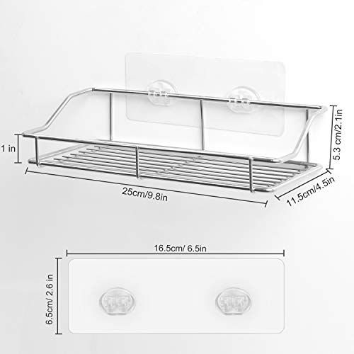 SMARTAKE 4-Pack Shower Caddy, Adhesive Bathroom Shelf Wall Mounted, No Drilling Strong Shower Caddies Kitchen Racks - Stainless Steel Storage Organizers (9.9 Inches), Silver