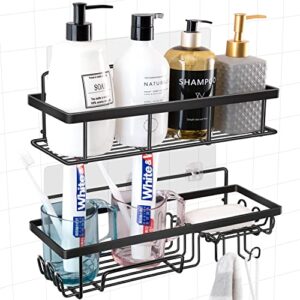 xqzt shower caddy,2-pack adhesive shower shelf, no drilling rustproof wall sticker shower shelves,for bathroom/toilet/kitchen etc.(matte black)