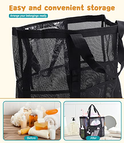 Alidor Large Capacity Mesh Shower Caddy Portable for College Dorm Room Essentials, 9-Pockets, Hanging Shower Tote Bag for Bathroom, Swimming, Beach, Fitness, Gym
