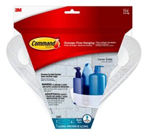 command bath corner caddy, clear frosted, 7.5 lb. capacity, 1-caddy, 4-water-resistant strips, organize damage-free