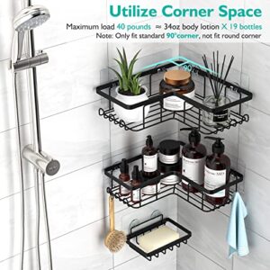 YASONIC Corner Shower Caddy and Adhesive Shower Caddy, Storage Organization for Bathroom, Save Space, Bundle Sales - 2 Pack
