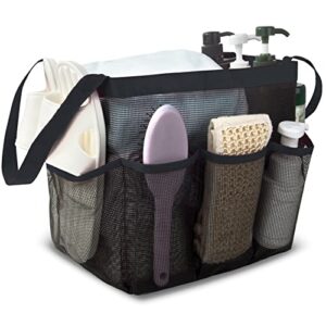 attmu xl mesh shower caddy portable for college dorm room essentials with 8 pockets, upgrade large capacity hanging shower caddy dorm basket, quick dry shower tote bag for bathroom