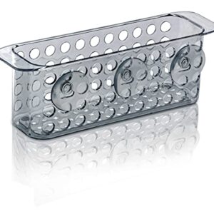 DecorRack Bath Caddy Basket with Suction Cups, 10” Long, Acrylic Plastic, Perfect Bathroom Decor, Hold Toiletries, Kitchen Accessories, Space Saving Shower Organizer (1 Pack)