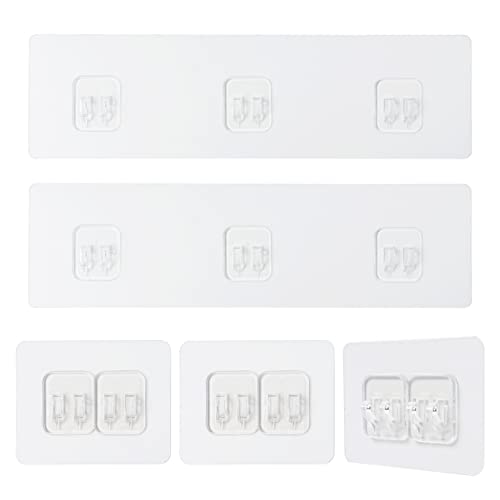 HAPY SHOP 8 Pack Adhesive Hooks Sticker Strong Shower Caddy Adhesive Hooks Replacement Nail Free Transparent Adhesive Pad No-Trace Wall Stick Adhesives Hook for Bathroom Shower Caddy Corner Shelf