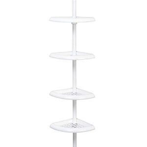 Zenna Home Tension Pole Shower Caddy, 4 Shelves, Adjustable, 60 to 97 Inch, White