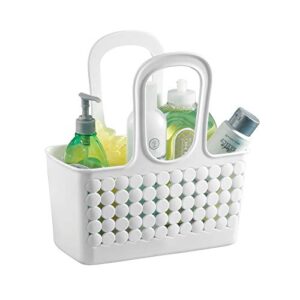 idesign plastic divided shower caddy tote, college essential for dorm room, communal and shared bathroom, the orbz collection - 11.25" x 5.25" x 12", white