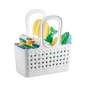 IDesign Plastic Divided Shower Caddy Tote, College Essential for Dorm Room, Communal and Shared Bathroom, The Orbz Collection - 11.25" x 5.25" x 12", White