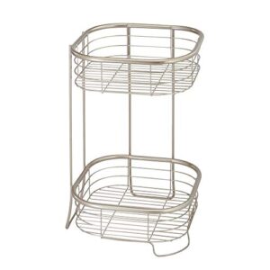 iDesign Forma Metal Wire Corner Standing Shower Tower Caddy, 2-Tier Bath Shelf Baskets for Shampoo, Conditioner, Soap, Accessories, 9.5" x 9.5" x 15.25", Satin Silver