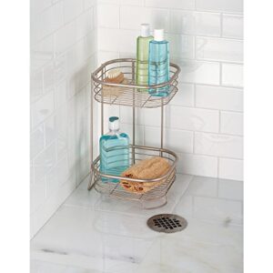 iDesign Forma Metal Wire Corner Standing Shower Tower Caddy, 2-Tier Bath Shelf Baskets for Shampoo, Conditioner, Soap, Accessories, 9.5" x 9.5" x 15.25", Satin Silver