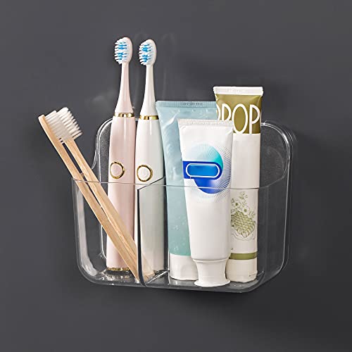 Ettori 3 Pack Shower Caddy,Soap Dish and Toothbrush Holder,Wall Mounted Rustproof Plastic Shower Storage for Inside Shower and Bathroom Shower Accessories-Clear