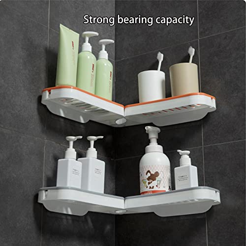 Bathroom Corner Punch-Free Rack Shampoo Storage Rack Holder with Suction Cup, 180 Degrees Rotation Storage Rack Corner Shower Shelves, Foldable Wall Mount Counter Organizer for Shower Room Kitchen