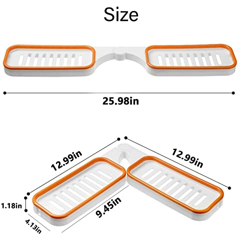 Bathroom Corner Punch-Free Rack Shampoo Storage Rack Holder with Suction Cup, 180 Degrees Rotation Storage Rack Corner Shower Shelves, Foldable Wall Mount Counter Organizer for Shower Room Kitchen