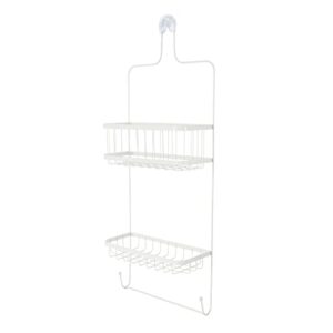 Better Living Products 13213 ASTRA 2 Tier Steel Hanging Bathroom Shower Caddy Organizer with Hooks for Storing Accessories and Toiletries