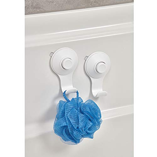 iDesign Cade BPA-Free Plastic Single Hook Storage Organizers with Push Lock Suction Cups for Bathroom Shower/Tub, 1.5" x 2.5" x 4.25"