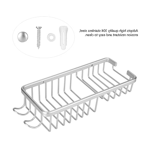 HIUF Shower Tidy Organiser Baskets, Space Saving Easy to Clean Bathroom Storage Shelf Wall Mounted Wall Mounted Storage Shelf Rack for Ornaments for Bathroom