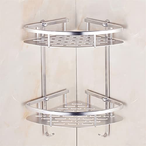 FURUIWUFENG Bathroom Organizer Aluminum 2-Tier Bathroom Corner Storage Rack Organizer Shower Shelf for Kitchen and Bathroom Accessories Bathroom Shelves