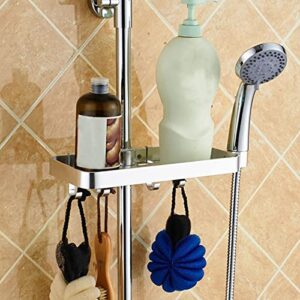 Aluminium Shower Shelf for Shower Rail Shower Caddy Shelves No Drilling Shower Rack,Shower Holder with 4 Hooks Holder and Guardrail Stand for Soap Shampoo Conditioner Organizer,for 19mm - 25mm Rail