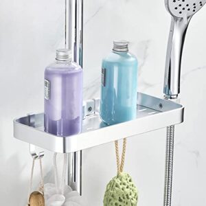 Aluminium Shower Shelf for Shower Rail Shower Caddy Shelves No Drilling Shower Rack,Shower Holder with 4 Hooks Holder and Guardrail Stand for Soap Shampoo Conditioner Organizer,for 19mm - 25mm Rail