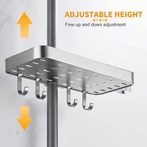 Aluminium Shower Shelf for Shower Rail Shower Caddy Shelves No Drilling Shower Rack,Shower Holder with 4 Hooks Holder and Guardrail Stand for Soap Shampoo Conditioner Organizer,for 19mm - 25mm Rail