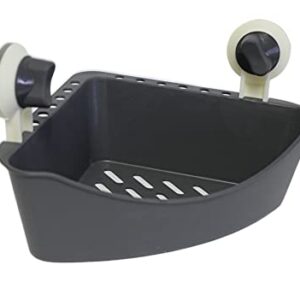 Dependable Industries inc. Essentials Triangle Corner Caddy Shelf For Bathroom Showers and Bath With 2 Vacuum Hanger Suction Cups For Ceramic Tile Glass Smooth Surfaces (Gray)