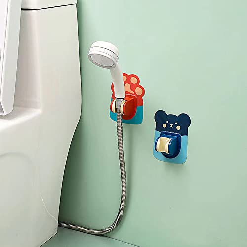 Strong Adhesive Shower Head Holder, Cute Cartoon Wall Mount Shower Holder, Waterproof Shower Bracket by Loranzi (Blue)