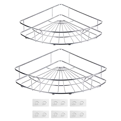 Corner Shower Caddy, SUS304 Stainless Steel Shower Corner Shelf Rust Proof Shelves, Rustproof corner shower caddy for Toilet, Dorm and Kitchen, Withstand Up to 50 Lbs, 2 Pack