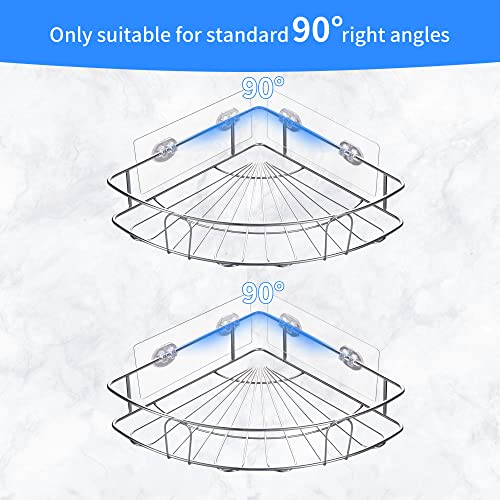 Corner Shower Caddy, SUS304 Stainless Steel Shower Corner Shelf Rust Proof Shelves, Rustproof corner shower caddy for Toilet, Dorm and Kitchen, Withstand Up to 50 Lbs, 2 Pack