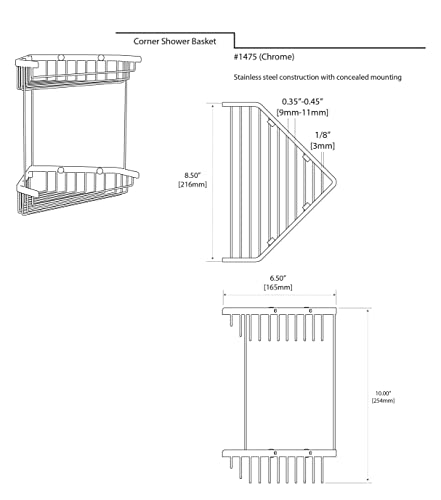 Gatco 1475 Tub and Shower Corner Caddy, Chrome