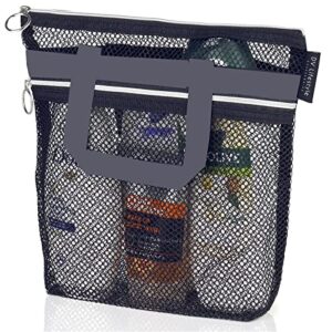 2 pcs mesh quick dry shower caddy bag, 10.2x9.9''portable shower hanging toiletry with zipper, shower tote bag for college dorm essentials, shower caddy dorm for travel camp gym swim (black)
