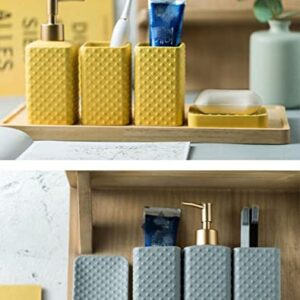 Bathroom Accessories Set Ceramic Soap Dispenser Toothbrush Holder Bathroom Tumbler Soap Dish Bathroom Decor Vibrant Modern Bathroom Set (Yellow 4-Piece Suit)