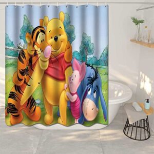 4 Pieces Anime Shower Curtain Set with Non-Slip Rug,Bath Mat,Toilet Cover and Waterproof Shower Curtain, Durable with Polyester Fabric with 12 Hooks for Hotel Home Bathroom Set Decor 72 X 72 Inches