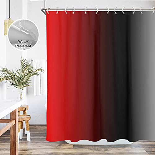 EGLGCC Black and Red Shower Curtain Bathroom Set Grey Ombre Burgundy Gradient Darkening Decor Accessories 60"x72" Waterproof Non-Slip Rugs Toilet Lid Cover U Shaped Mat Fabric 4 Pcs