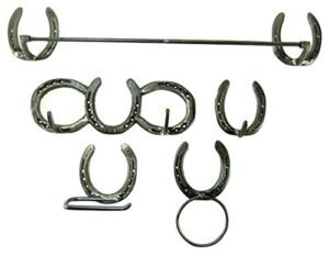 horseshoe bath accessory set in natural iron w/token