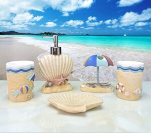 yiyida creative resin bathroom set 5pcs in sea beach style tumbler soap dish soap dispenser toothbrush holder