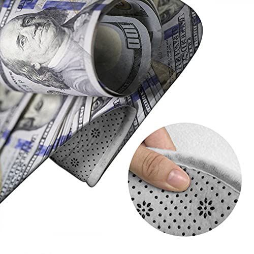 Wondertify Roll Hundred Dollar Bill Bathroom Antiskid Pad Dollar Bills 3 Pieces Bathroom Rugs Set, Bath Mat+Contour+Toilet Lid Cover