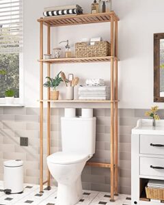 amazerbath over the toilet storage shelf bamboo, 3-tier over toilet organizer rack, freestanding above toilet shelf for bathroom, laundry, space saver, natural color